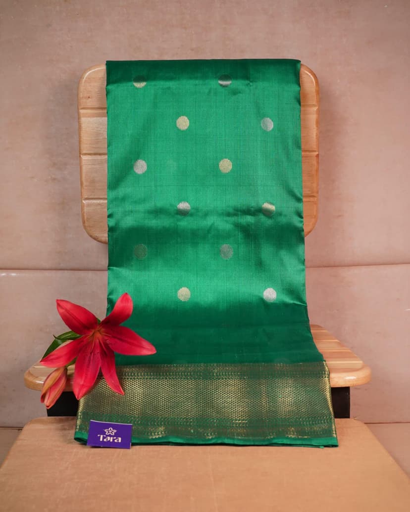 Venkatagiri Pattu Saree – Teal Blue with Zari Pallu
