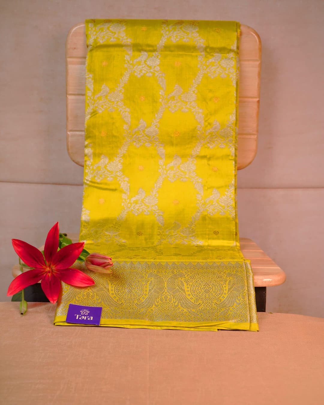 Venkatagiri Pattu Saree – Mustard Yellow Jaal Weave
